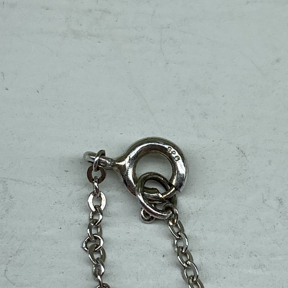 Sterling Silver Double Heart Necklace with Diamond Center Stone - Picture 5 of 9